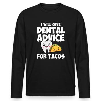 i will give dental advice for tacos, Dentist - Männer Premium Bio Langarmshirt - Schwarz - Vorne - Nico (187cm)