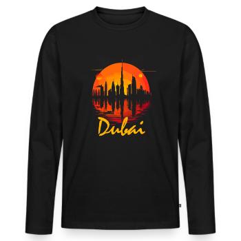 Dubai Skyline Arab Emirates - Männer Premium Bio Langarmshirt - Schwarz - Vorne - Nico (187cm)