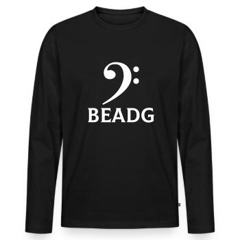 BEADG Bass Clef - Männer Premium Bio Langarmshirt - Schwarz - Vorne - Nico (187cm)