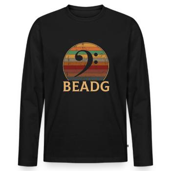 BEADG Bass Clef - Männer Premium Bio Langarmshirt - Schwarz - Vorne - Nico (187cm)