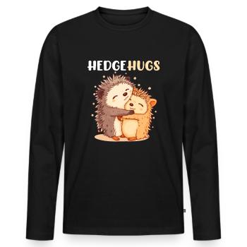 Hedgehugs Cute Hedgehog - Männer Premium Bio Langarmshirt - Schwarz - Vorne - Nico (187cm)
