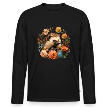 Hedgehugs Cute Hedgehog - Männer Premium Bio Langarmshirt - Schwarz - Vorne - Nico (187cm)