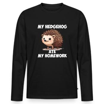 Hedgehugs Cute Hedgehog - Männer Premium Bio Langarmshirt - Schwarz - Vorne - Nico (187cm)