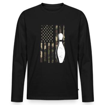 bowling american flag bowling - Männer Premium Bio Langarmshirt - Schwarz - Vorne - Nico (187cm)