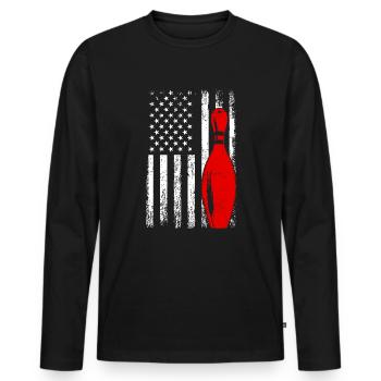 bowling american flag bowling - Männer Premium Bio Langarmshirt - Schwarz - Vorne - Nico (187cm)