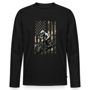 MTB biker American flag, Mountain Bike - Männer Premium Bio Langarmshirt - Schwarz - Vorne - Nico (187cm)