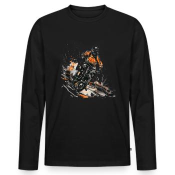 MTB biker American flag, Mountain Bike - Männer Premium Bio Langarmshirt - Schwarz - Vorne - Nico (187cm)