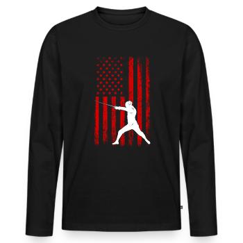 Fencing american flag Combat Fighting, Fencer - Männer Premium Bio Langarmshirt - Schwarz - Vorne - Nico (187cm)