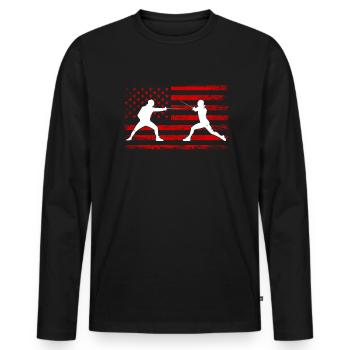 Fencing american flag Combat Fighting, Fencer - Männer Premium Bio Langarmshirt - Schwarz - Vorne - Nico (187cm)