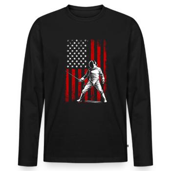 Fencing american flag Combat Fighting, Fencer - Männer Premium Bio Langarmshirt - Schwarz - Vorne - Nico (187cm)