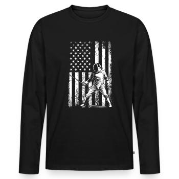 Fencing american flag Combat Fighting, Fencer - Männer Premium Bio Langarmshirt - Schwarz - Vorne - Nico (187cm)