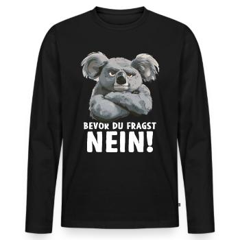 Koala mignon Koala ours avant que je demande non - T-shirt manches longues Premium bio Homme - noir - Devant - Nico (187cm)