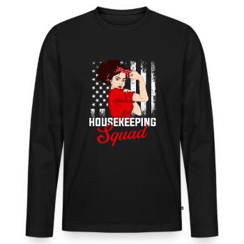 Housekeeping cleaning lover, housekeeper - Männer Premium Bio Langarmshirt - Schwarz - Vorne - Nico (187cm)