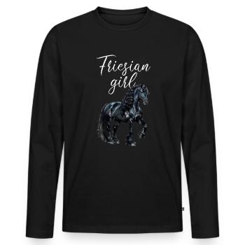 friesian horse - Männer Premium Bio Langarmshirt - Schwarz - Vorne - Nico (187cm)