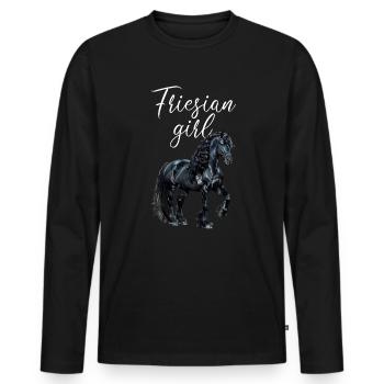 friesian horse - Männer Premium Bio Langarmshirt - Schwarz - Vorne - Nico (187cm)