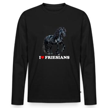 friesian horse - Männer Premium Bio Langarmshirt - Schwarz - Vorne - Nico (187cm)