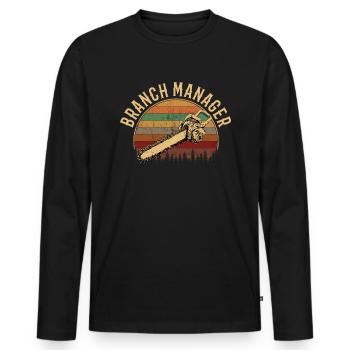 chainsaw logger lumberjack arborist - Männer Premium Bio Langarmshirt - Schwarz - Vorne - Nico (187cm)