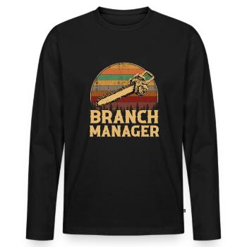 chainsaw logger lumberjack arborist - Männer Premium Bio Langarmshirt - Schwarz - Vorne - Nico (187cm)