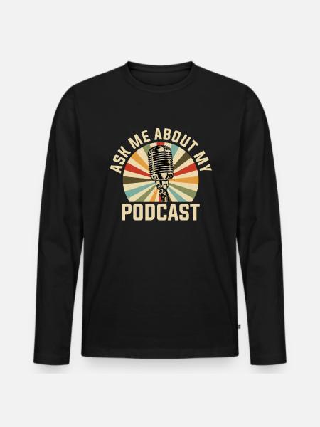 Podcast Podcaster - Männer Premium Bio Langarmshirt - Schwarz