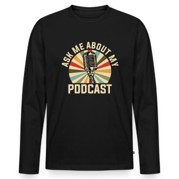 Podcast Podcaster - Männer Premium Bio Langarmshirt - Schwarz - Vorne - Nico (187cm)