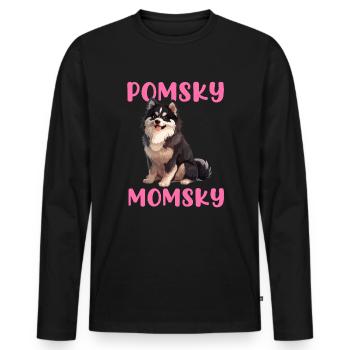 Pomsky Momsky dog - Männer Premium Bio Langarmshirt - Schwarz - Vorne - Nico (187cm)