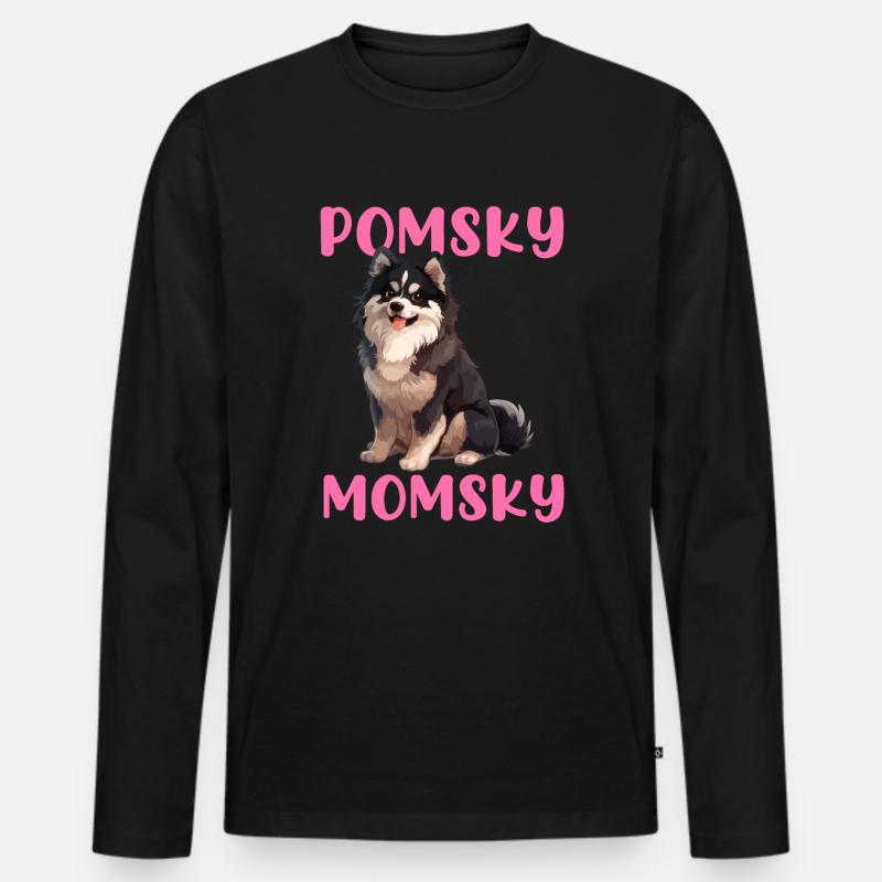 Pomsky Momsky dog - Männer Premium Bio Langarmshirt - Schwarz