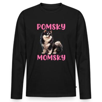 Pomsky Momsky dog - Männer Premium Bio Langarmshirt - Schwarz - Vorne - Nico (187cm)