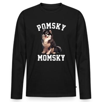 Pomsky Momsky dog - Männer Premium Bio Langarmshirt - Schwarz - Vorne - Nico (187cm)