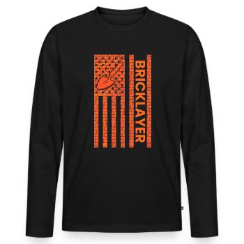 Bricklayer American Flag, brickmason brick masonry - Männer Premium Bio Langarmshirt - Schwarz - Vorne - Nico (187cm)