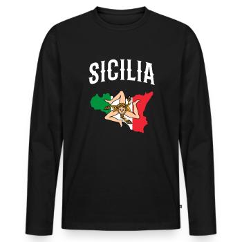 Sicilia Italia, sicilian - Männer Premium Bio Langarmshirt - Schwarz - Vorne - Nico (187cm)
