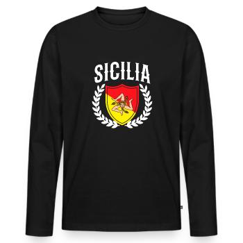 Sicilia Italia, sicilian - Männer Premium Bio Langarmshirt - Schwarz - Vorne - Nico (187cm)