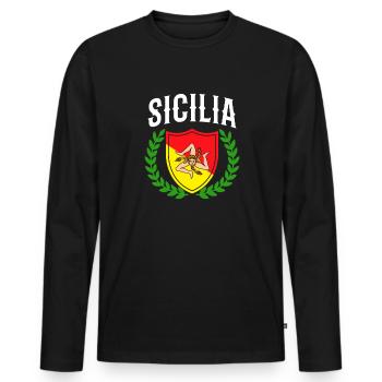 Sicilia Italia, sicilian - Männer Premium Bio Langarmshirt - Schwarz - Vorne - Nico (187cm)