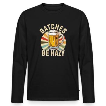 Batches Be Hazy, craftbeer, brewing - Männer Premium Bio Langarmshirt - Schwarz - Vorne - Nico (187cm)
