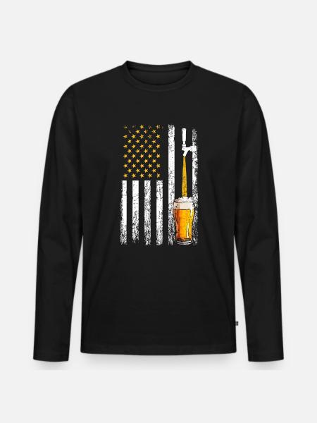 Crafbeer american flag, brewing - Männer Premium Bio Langarmshirt - Schwarz