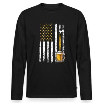 Crafbeer american flag, brewing - Männer Premium Bio Langarmshirt - Schwarz - Vorne - Nico (187cm)