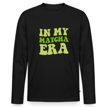 matcha latte, matcha - Männer Premium Bio Langarmshirt - Schwarz - Vorne - Nico (187cm)