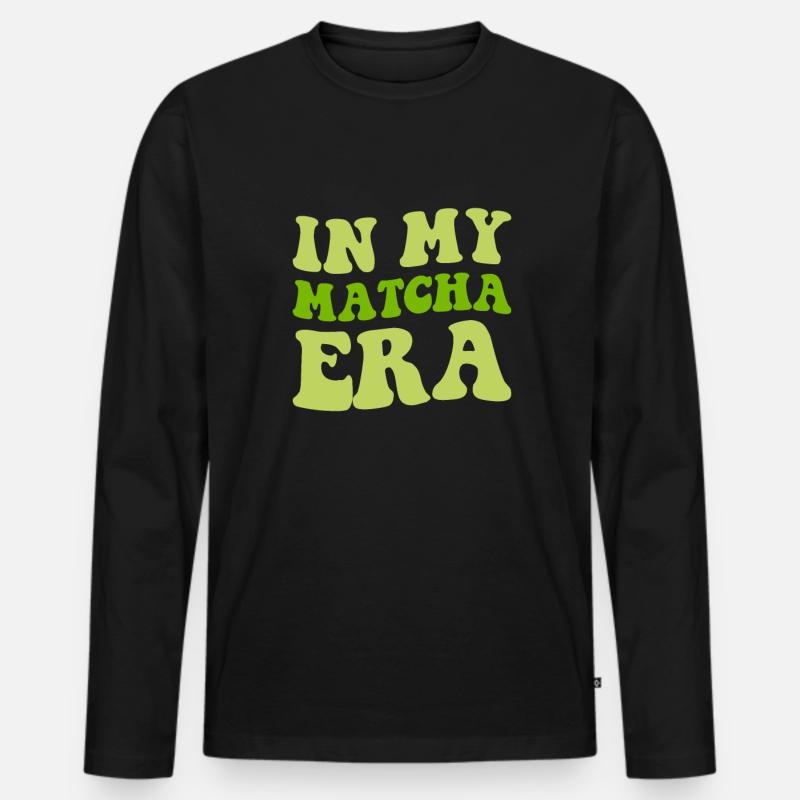 matcha latte, matcha - Männer Premium Bio Langarmshirt - Schwarz