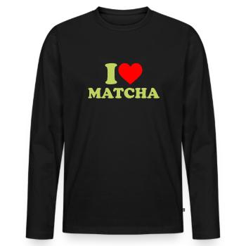 i love matcha, matcha - Männer Premium Bio Langarmshirt - Schwarz - Vorne - Nico (187cm)