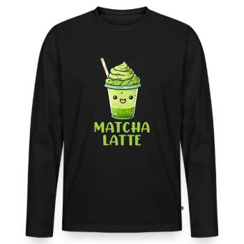 Matchaholic, matcha - Männer Premium Bio Langarmshirt - Schwarz - Vorne - Nico (187cm)