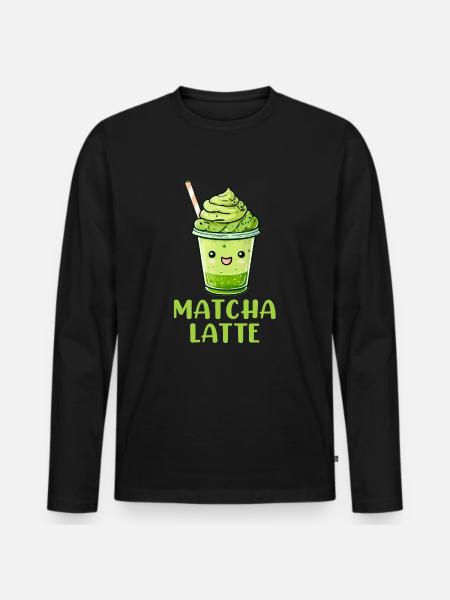 Matchaholic, matcha - Männer Premium Bio Langarmshirt - Schwarz