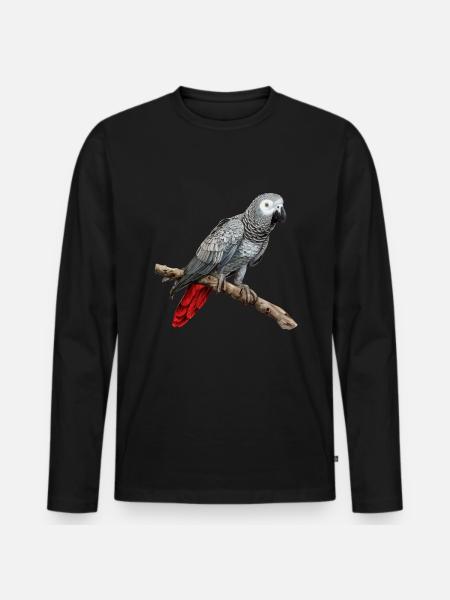 african grey parrot - Männer Premium Bio Langarmshirt - Schwarz