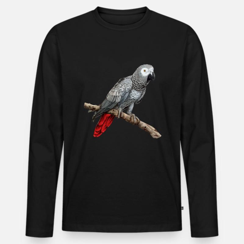 african grey parrot - Männer Premium Bio Langarmshirt - Schwarz