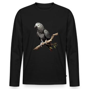 african grey parrot - Männer Premium Bio Langarmshirt - Schwarz - Vorne - Nico (187cm)