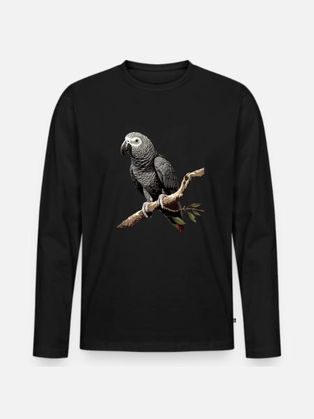 african grey parrot - Männer Premium Bio Langarmshirt - Schwarz