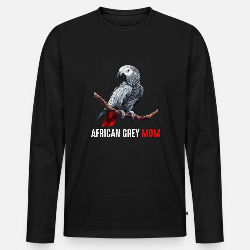 african grey parrot - Männer Premium Bio Langarmshirt - Schwarz