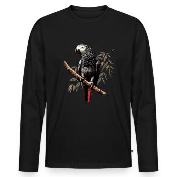 african grey parrot - Männer Premium Bio Langarmshirt - Schwarz - Vorne - Nico (187cm)