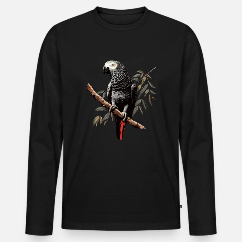 african grey parrot - Männer Premium Bio Langarmshirt - Schwarz
