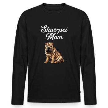 Chinese dog Shar-Pei mom - Männer Premium Bio Langarmshirt - Schwarz - Vorne - Nico (187cm)