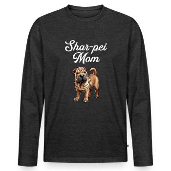 Chinese dog Shar-Pei mom - Männer Premium Bio Langarmshirt - Anthrazit meliert - Vorne - Nico (187cm)