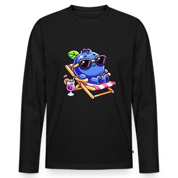 blueberry whisperer, blueberry - Männer Premium Bio Langarmshirt - Schwarz - Vorne - Nico (187cm)
